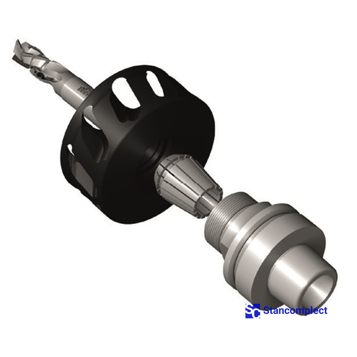 Dust removal system for ER-25 collet chuck